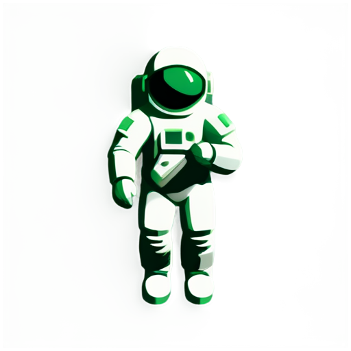 Lunar link, space themed crypto trading bot, astronaut, green accent - icon | sticker