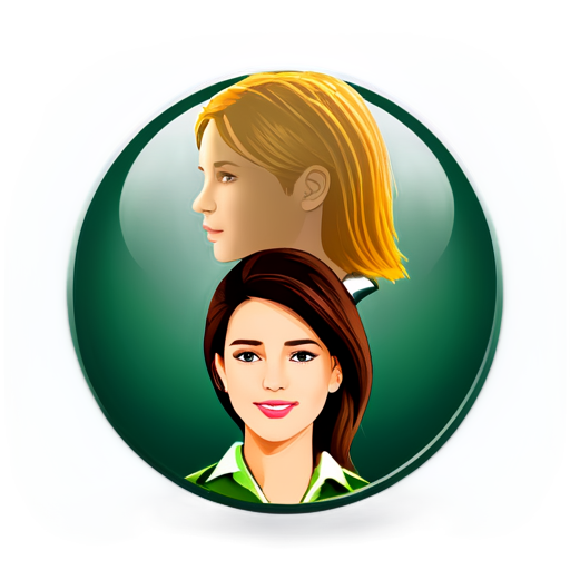 Emblem group of persons, students, round on background - icon | sticker