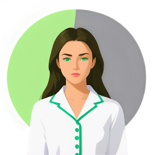 lawyer slavic brownhaired, green eyes girl with the moon on background, anime style - icon | sticker