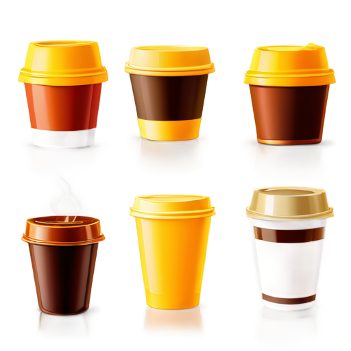 coffee shop products in yellow-orange colors - icon | sticker