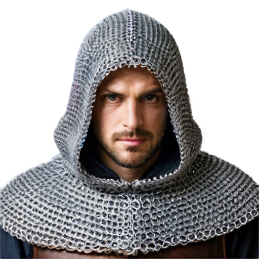 Medieval fantasy chainmail hood, made of steel rings - icon | sticker