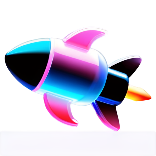 Draw a neon rocket - icon | sticker