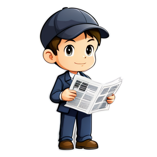 newsboy with newspaper, transparent background - icon | sticker