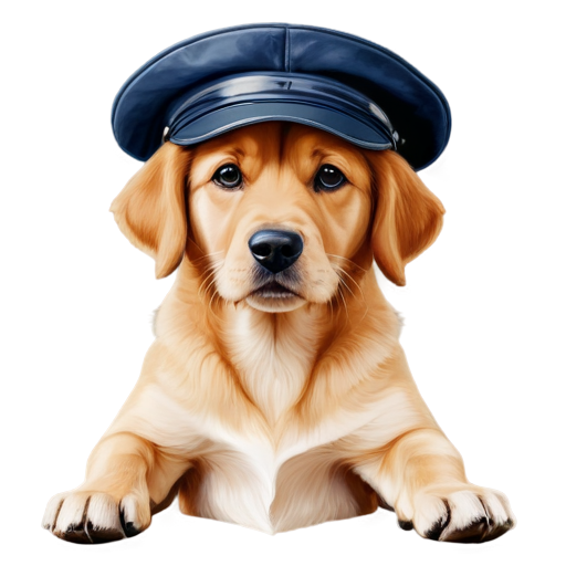 The dog lies on his hat - icon | sticker