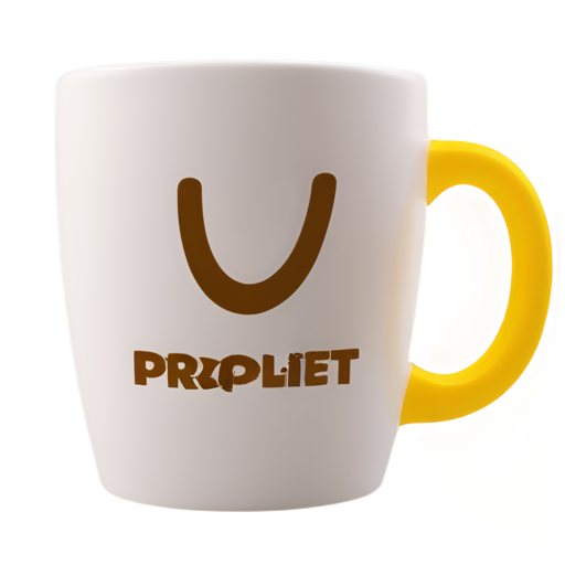 Brown cup with yellow text "Привет!" - icon | sticker