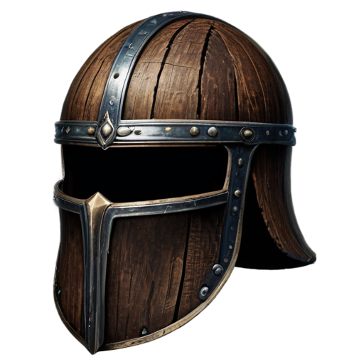 Medieval simple helmet made of tree bark - icon | sticker