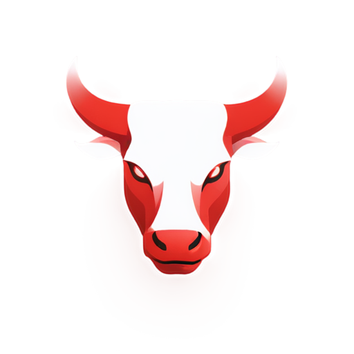 Abstract bull logo esports in white and red style with the inscription bull industry - icon | sticker