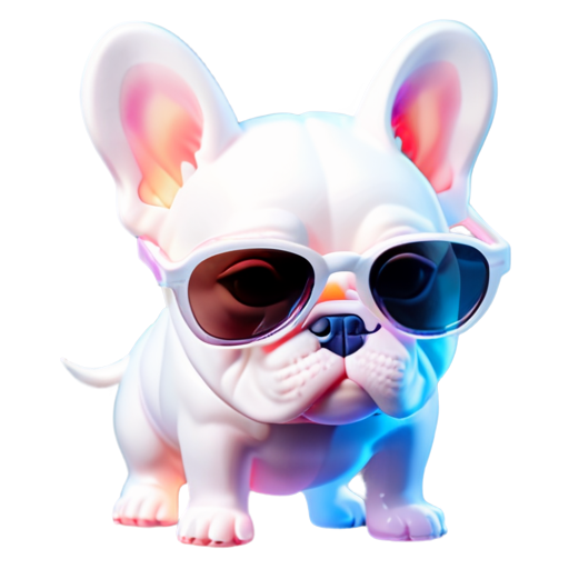 cute anime white bulldog with sunglass - icon | sticker