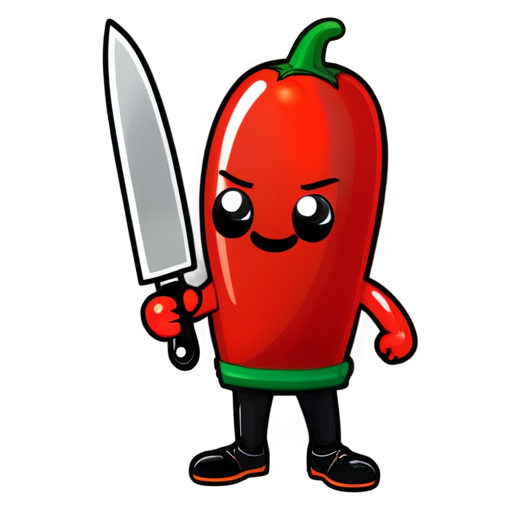 Chili emoji holding a knife - icon | sticker