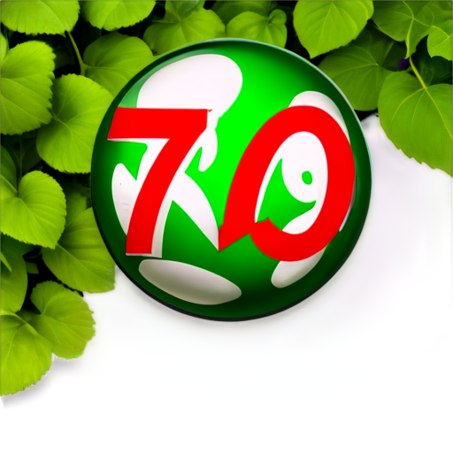 "Lucky 7" Label with green plants and lotto balls in the background - icon | sticker