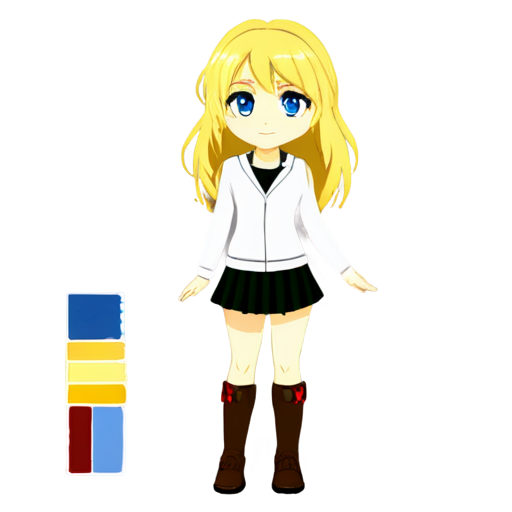 A full-length outfit for a tall, blue-eyed blonde in the following colors: honey, yellow, burgundy, pink, or leaf green. - icon | sticker