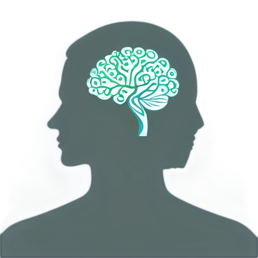 Create an avatar for a psychology blog aimed at a mixed audience (both men and women). The image should convey trust, professionalism, and warmth. Include a symbol of psychology, like a silhouette of a head with a neural network or a stylized brain, surrounded by calm, neutral colors (such as soft blues, greens, and grays). The background should be light, clean, and minimalist, so as not to distract from the main image. - icon | sticker