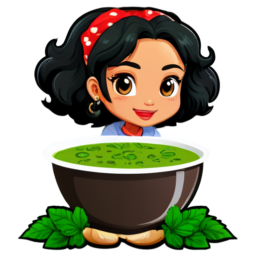 A sweet yam-fruit based soup with chav greens and spices. - icon | sticker