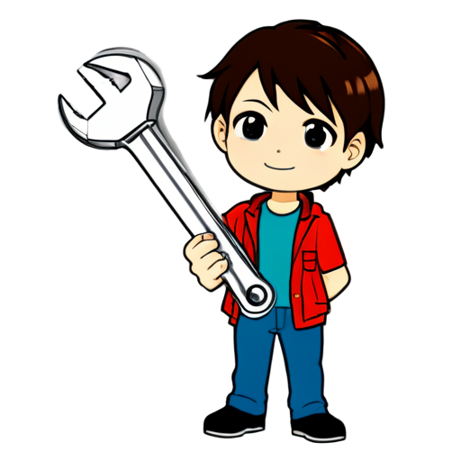 hand holding a wrench - icon | sticker