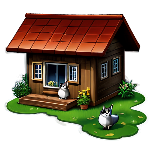 The way animals are gathered inside the house - icon | sticker