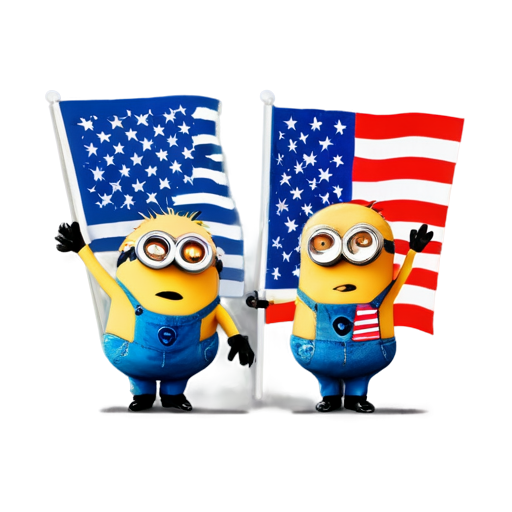 from the Despicable Me Minion comedy - draw 2 Minions that nagotiate a money deal. Facing one another. One with an American flag T-shirt and one with a Chinees flag T-shirt. No flag in the backround - icon | sticker