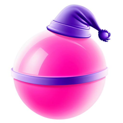 Pink ball with purple hat - icon | sticker