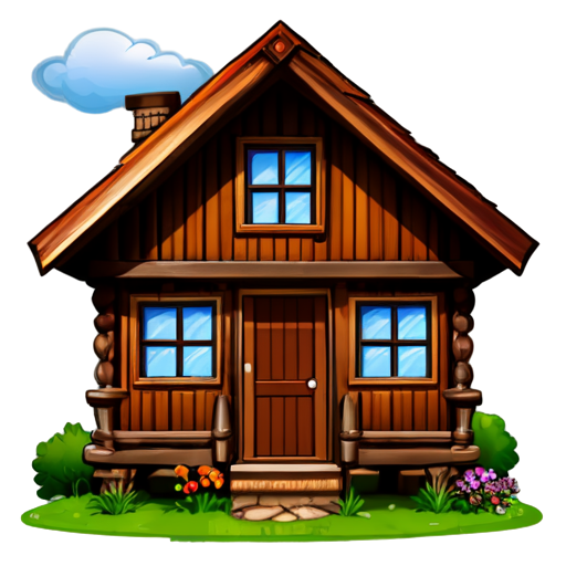 A wooden house - icon | sticker