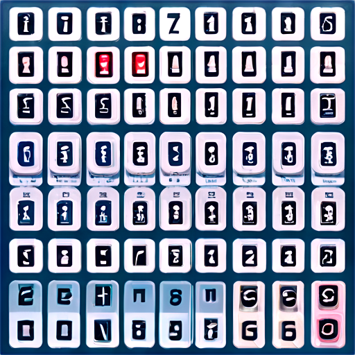 Cryptogram icons, puzzle style, white background, simple background, no humans, letters and numbers, encrypted text, solo grid, full view, standing letters, game focus, mysterious expression, highlight stickers, *** hidden clues, cryptographic theme, logic-based design, with a decoding accent - icon | sticker