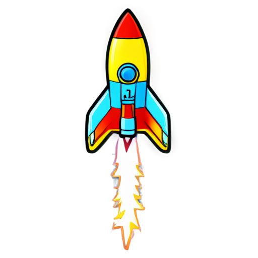 Draw a neon rocket 80s - icon | sticker