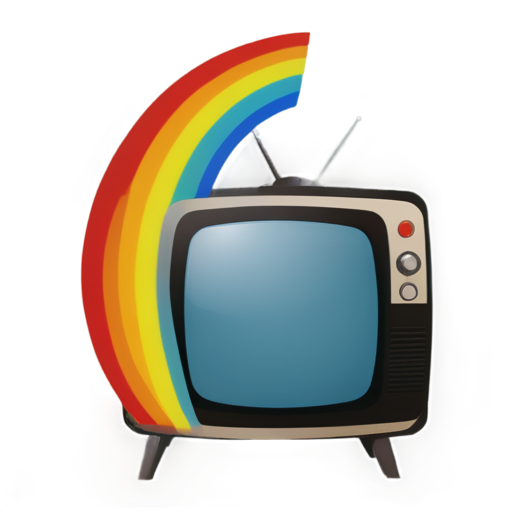 Old TV, and rainbow lines from outside - icon | sticker