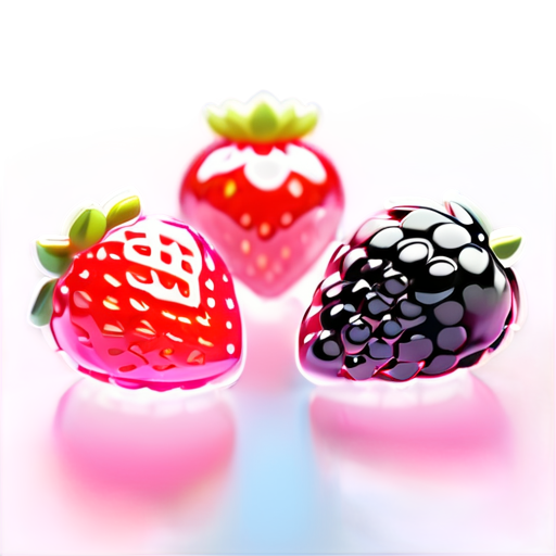 three berries lie: raspberries, blackberries and strawberries in pink - icon | sticker