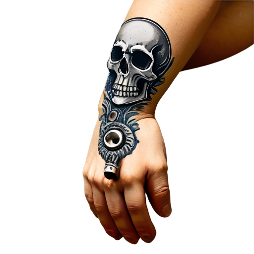 old back of arm with finger ring with skull - icon | sticker