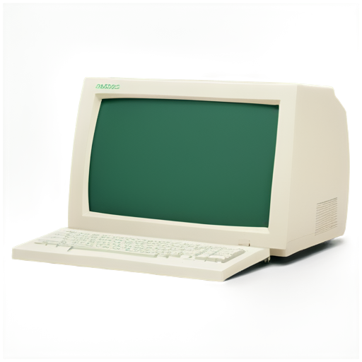 an old style apple computer with a 45 degree side profile and a green text terminal prompt - icon | sticker