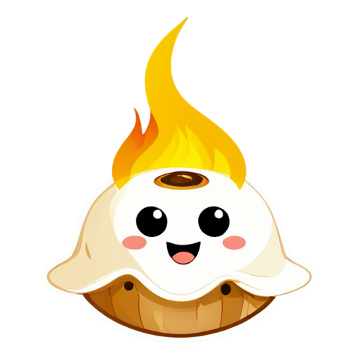 dimsum with face emoticon and effect fire like burning - icon | sticker