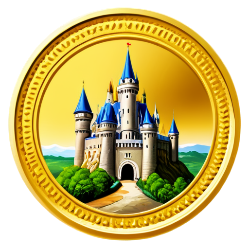 gold coin with castle - icon | sticker