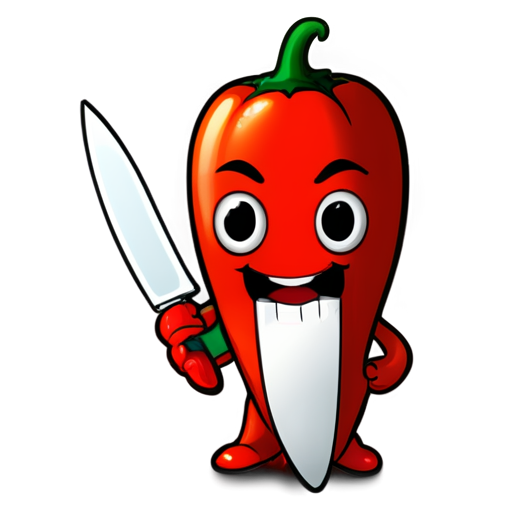 Chili emoji holding a knife - icon | sticker