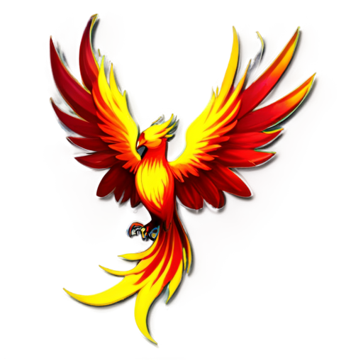 minimalist phoenix spirit, flames - icon | sticker