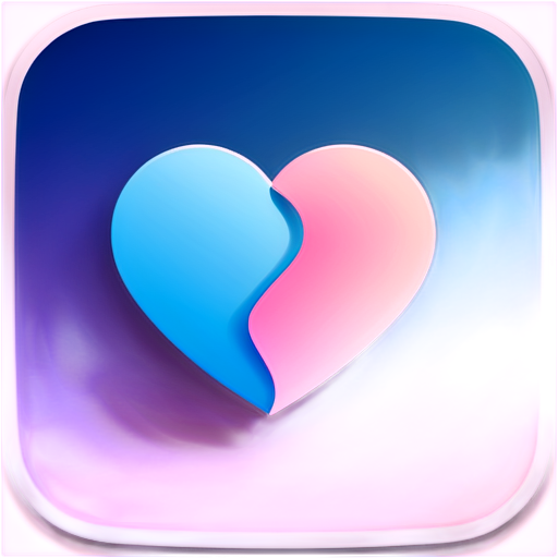 A minimalist and clean app icon for a mini-program called 'Heartfelt Exchange,' featuring two simple, overlapping hearts drawn with smooth, clear lines. The design uses a minimal color palette with soft pastel tones, such as pink and light blue, on a plain white or light gradient background. The overall style emphasizes simplicity, clarity, and high recognizability, with no extra elements or clutter. - icon | sticker