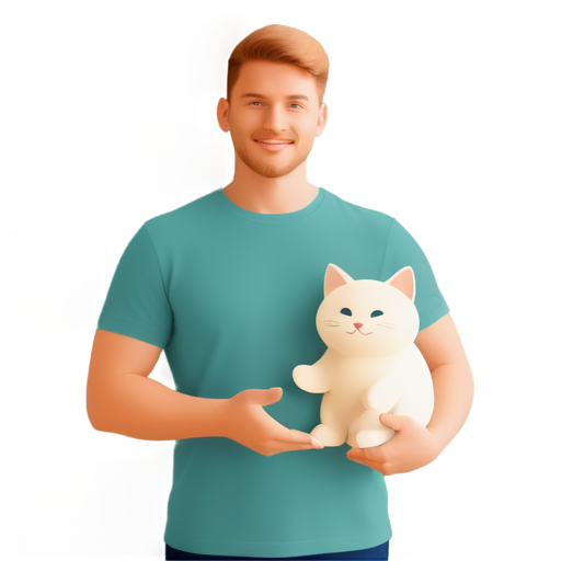 create an icon of a cartoon character holding cats in his arms and a Mercedes behind him - icon | sticker