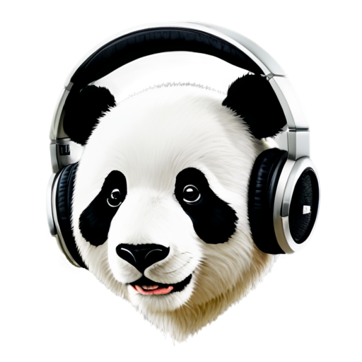 A panda head with headphones - icon | sticker