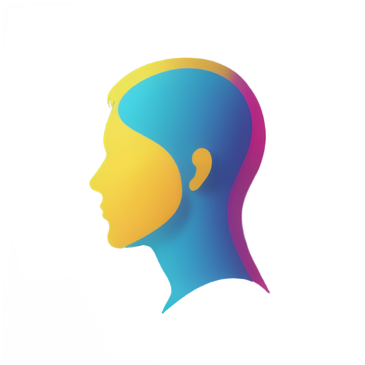 a half-profile headshot of a colorful digital figure in abstract style with a colorful background - icon | sticker