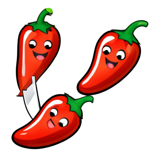 Chili emoji with knife - icon | sticker