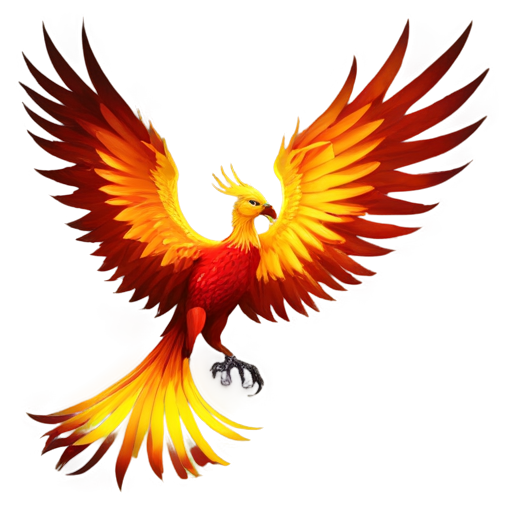 A fiery red-orange and yellow Phoenix is rising from left to right. - icon | sticker