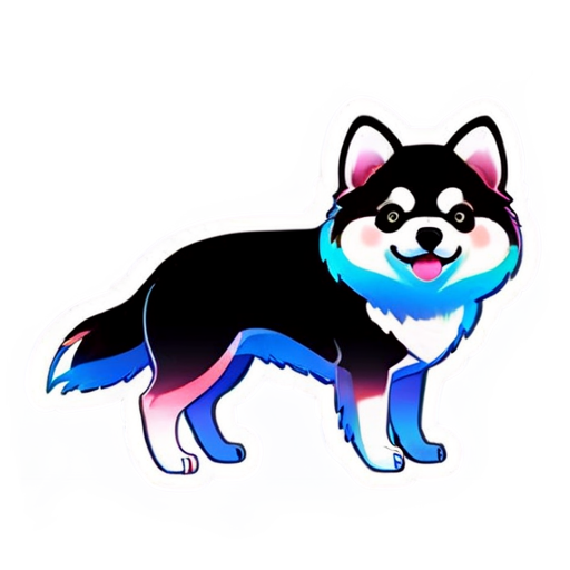 Animal icons, simple background,no humans, no lineart, spitz, solo, full body, fitness, planking, blush stickers, from side - icon | sticker