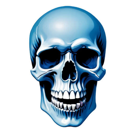 Scary Skull when not jaw blue graffiti on the wall - icon | sticker