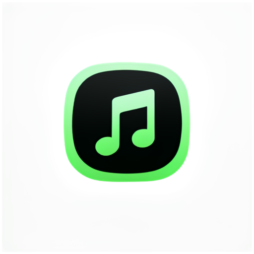 icon fo A music app called KzMusic, with an icon similar to Spotify and RiMusic. Combine the two icons if necessary, using black and green tones. - icon | sticker