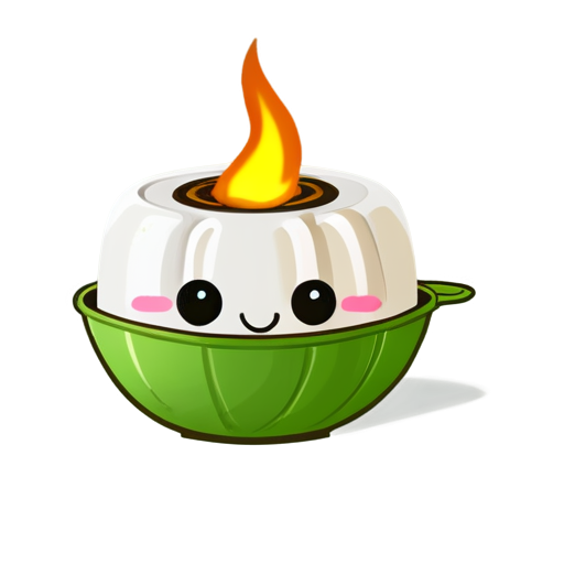 dimsum with face emoticon and effect fire - icon | sticker