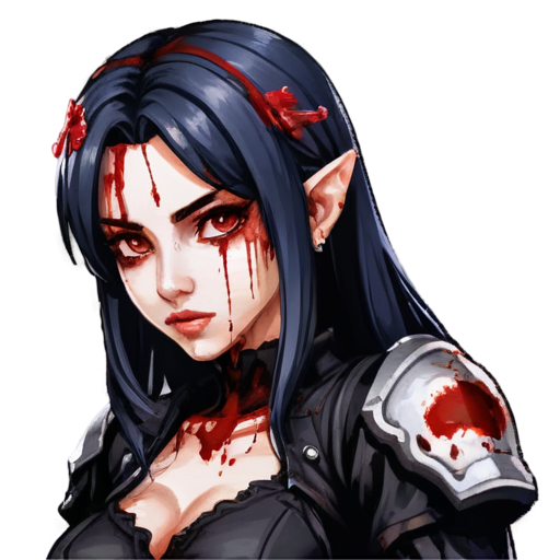 Icon for the mobile gacha game "4096 megapixels" for the guild called "bloodister". The photo should show a beautiful pixel girl covered in blood - icon | sticker