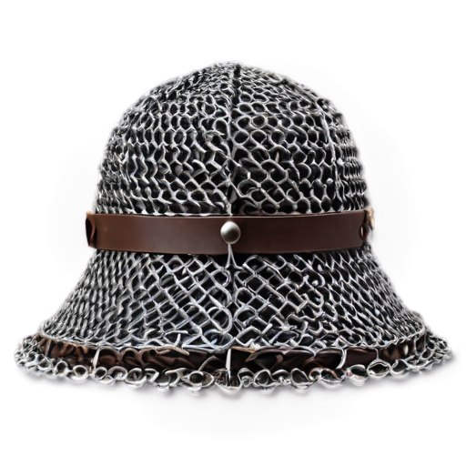 Medieval fantasy chainmail hat, made of steel rings - icon | sticker