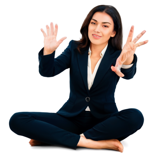 icon of business woman with SIX hands like a spider sitting like shiva - icon | sticker