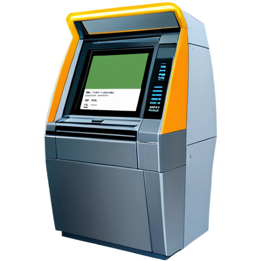 self-service terminal in yellow-orange colors - icon | sticker