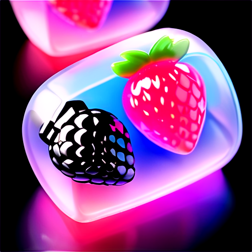 three berries lie: raspberries, blackberries and strawberries in pink - icon | sticker