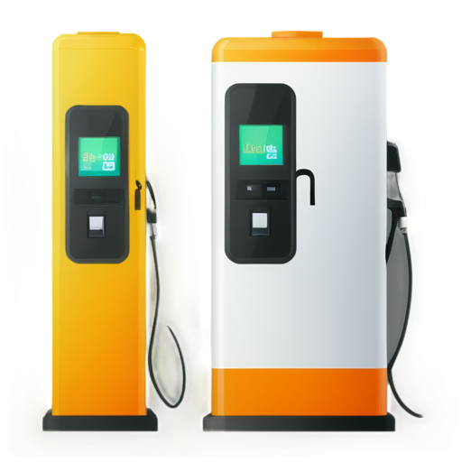 fuel dispenser on transparent background in yellow-orange colors - icon | sticker