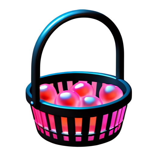 a schematic image for the website of a basket with a handle containing pink fruits - icon | sticker