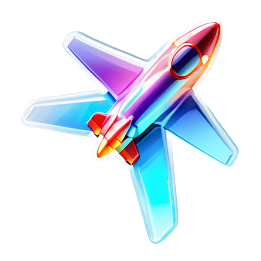 airplane jet blasting off towards the top right corner - icon | sticker